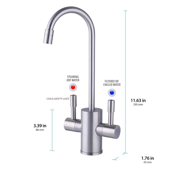 Brushed Nickel Hot And Cold Water Faucet For Water Tanks, Includes Safety Lock